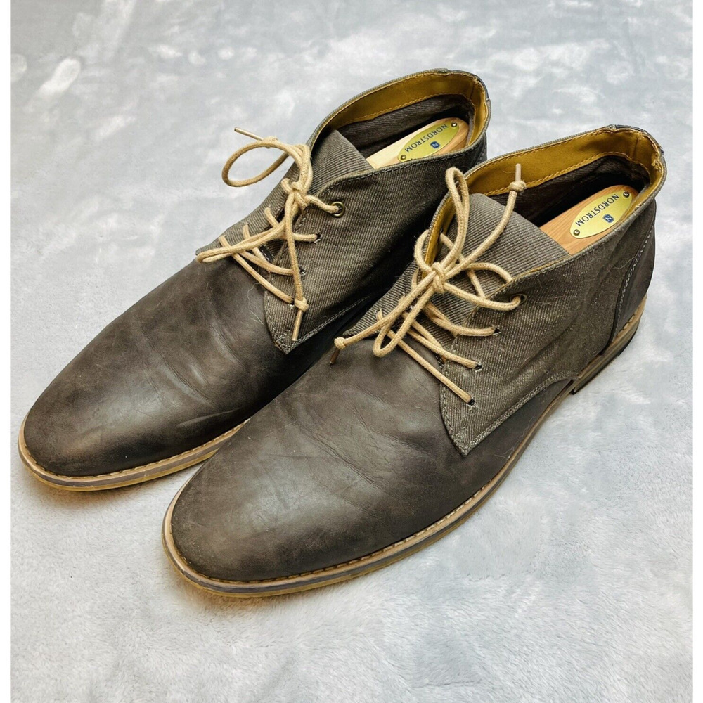 Seven 91 Droalle Chukka Boots Mens 10.5 Gray 2 Tone Nubuck‎ Leather Canvas Lace